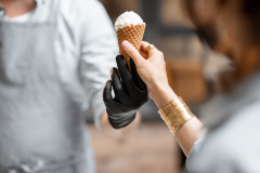 Selling ice cream in a waffle cone